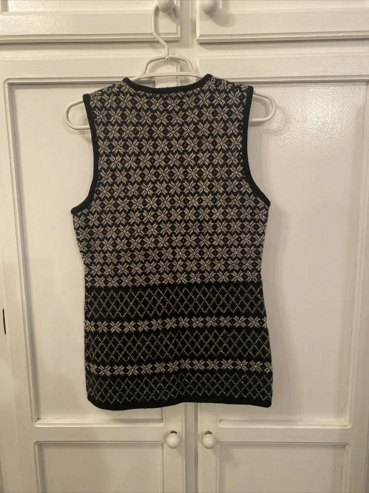 Chaleco tejido de lana GAP Tirol para mujer botón plateado azul gris isla justa grueso cálido de colección S Foto 4 de 4