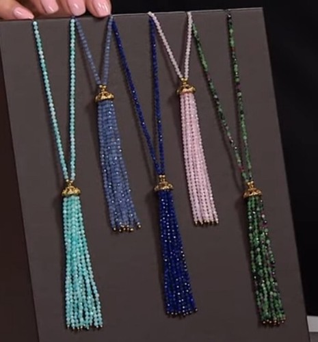 Rarities Gold-Plated Sterling Silver Blue Lapis Lazuli Rondelle Tassel Necklace - Picture 4 of 4