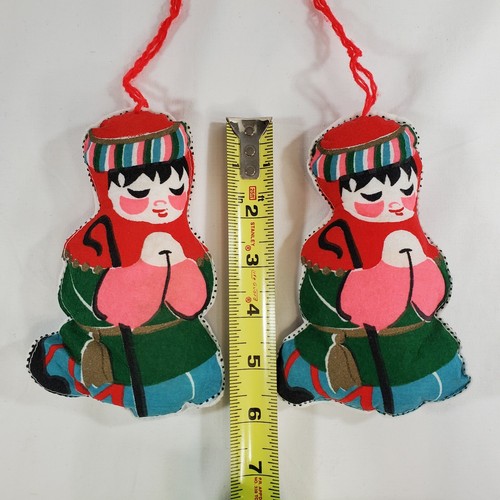 Lot of 2 Homemade Kneeling Shepherd Christmas Ornaments Sewn Stuffed Fabric - Picture 5 of 6