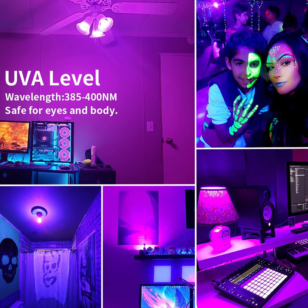 UV Blacklight Bulb Neon Glow in The Dark E27 Light Bulbs Fluorescent Poster Lamp