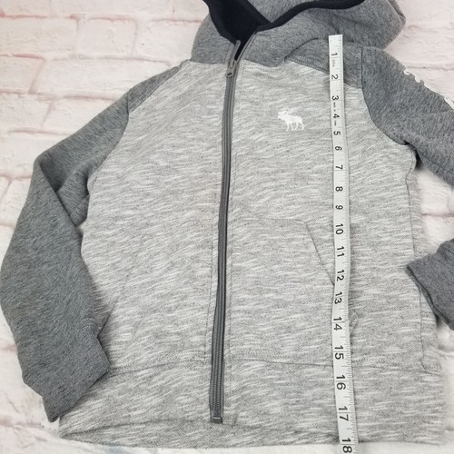 Abercrombie Kids Hoodie Sweatshirt Jacket Boys Size 7/8 Full Zip Gray Fleece - Picture 8 of 13