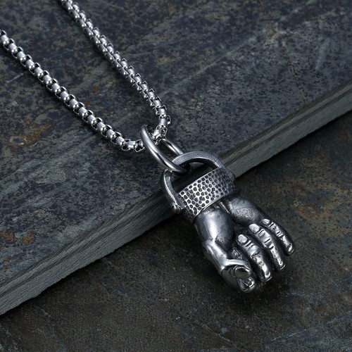 Cool Mens Boxing Fist Glove Pendant Necklace Stainless Steel Chain Set - Picture 3 of 4