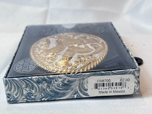 Crumrine Belt Buckle C08700 Horses Western Style Made In Mexico Oval In Box - Picture 5 of 16