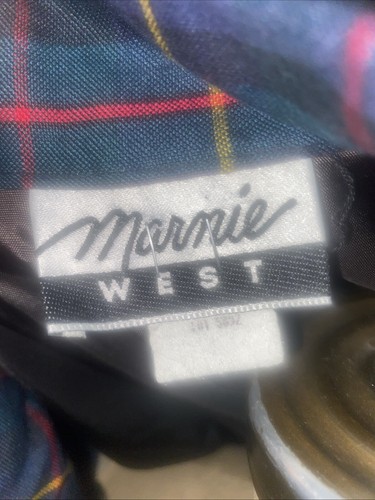 Vintage 80's 90's Marnie West 2 Piece Jacket Shorts Suit Set Plaid Sz Large - Picture 8 of 8