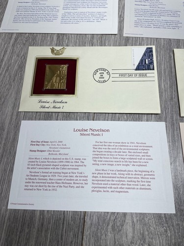 Gold Replica Stamps 1st Day Issue Info Cards Lot of 5 2000 Louise Nevelson - Picture 4 of 8
