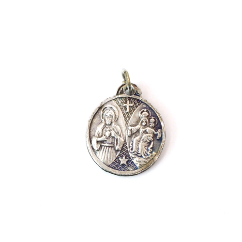 Vintage Religious Medal Pendant Charm St Michael Killing The Evil Madonna Heart - Picture 5 of 10