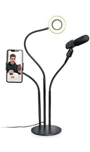 Studio Ring Light with Stand & Mic Holder (inline remote,3 light) T 5555 - Picture 2 of 4