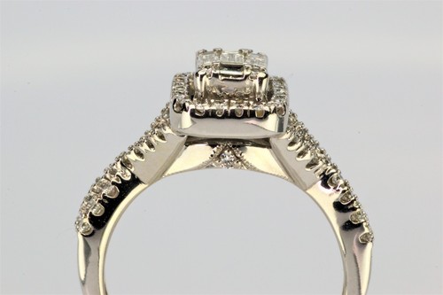 1.00ct Baguette and Round Diamond 14K White Gold Engagement Ring - Picture 6 of 9
