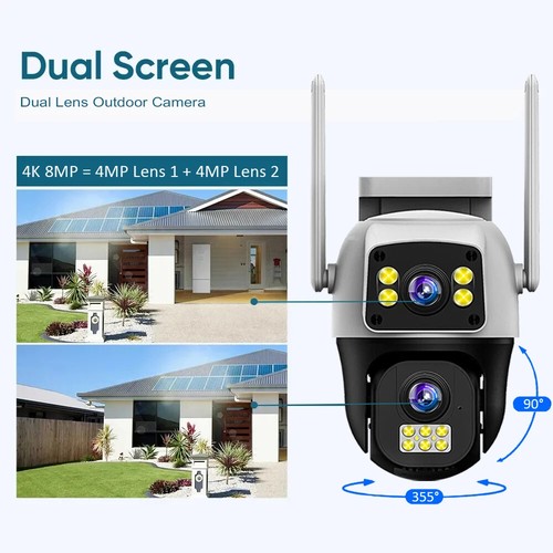 8MP 4G Sim Card Camera Dual Lens Dual Screen Wireless WiFi Outdoor Surveillance - Picture 18 of 32