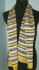 VTG Club 7 Echo Scarf Bright Yellow Black White Stripes 52 x 11 100 SILK Japan