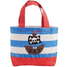 New Mud Pie Mini Red/White/Blue Striped Canvas Pirate & Ship Tote Bag