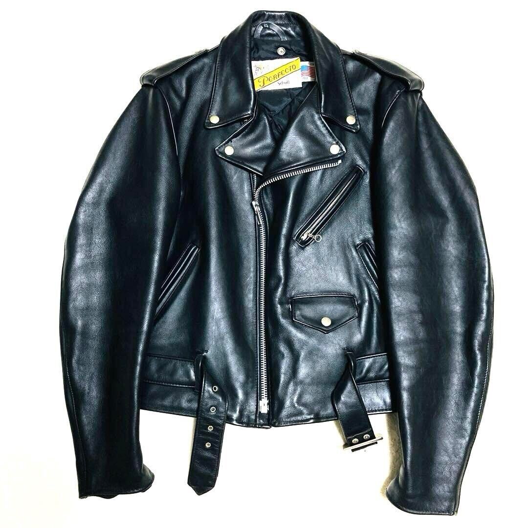 Schott Perfecto Double Leather Riders Jacket Size 40 Made in Schott Perfecto Double Leather Riders Jacket Size 40 Made in