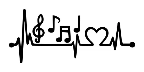 Music Lover Heartbeat Decal #1 3"x7" Choose Color - Picture 1 of 2
