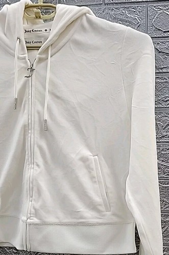 New Juicy Couture Angle Full Zip Gold Detail Hoodie White Size XLarge - Picture 2 of 6