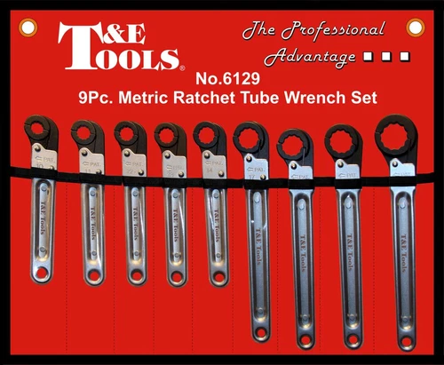 9Pc .Metric Ratchet Tube Wrench Set. 10 24mm T&E Tools 6129
