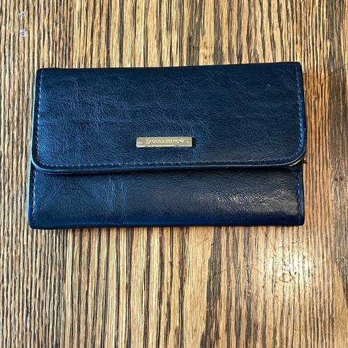 S Collection Black Faux Leather ID Card Holder Purse 4x6" Billfold ID Credit