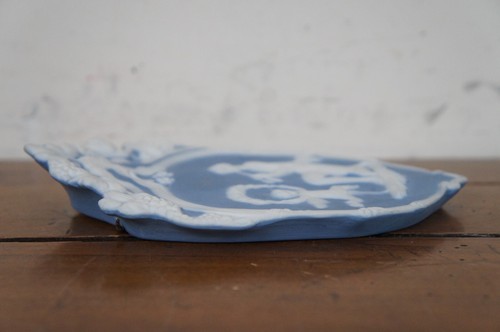 Targa scudo cherubino art nouveau neoclassico diaspro blu tedesco vintage 7" - Foto 10 di 11