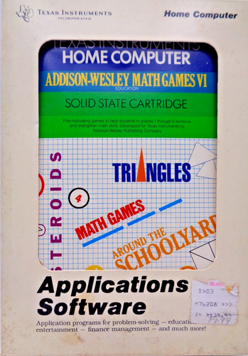 TI-99/4A -- ADDISON-WESLEY MATH GAMES VI (CARTRIDGE PHM3088) - Picture 1 of 9