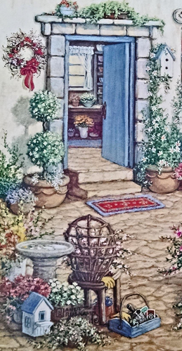 Flower Print Titled Courtyard Flower Shoppe Potted Plants Flower Pots Vintage Lo - Picture 2 of 3
