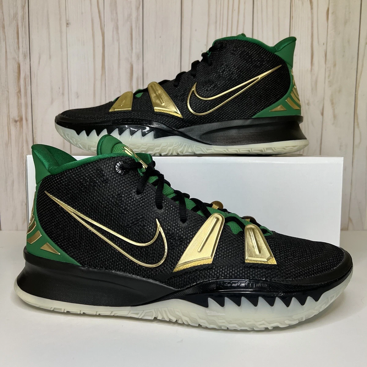 Nike By You Kyrie 7 Boston Celtics Black Green Gold DA7567 991 Men s Size 12.5