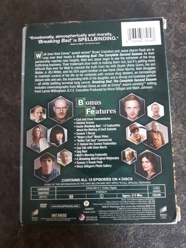 Breaking Bad The Complete Second Season 2010 DVD Widescreen Good Condition - Picture 2 of 2