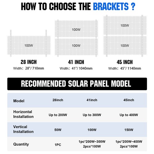 2PCs 45 inch Adjustable Solar Panel Upgrade Tilt Mount Brackets For RV Car Home - Picture 3 of 13