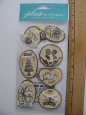 Jolee's WOODEN SILHOUETTE WEDDING ICONS Mr Mrs Cake Rings Birds Dimensional NOS