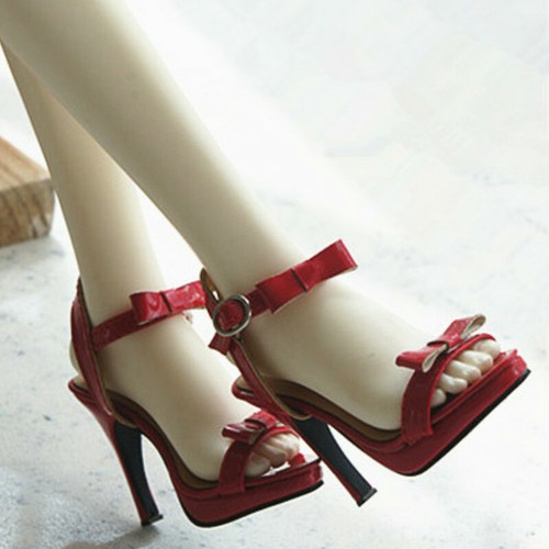 1/3SD16 BJD Zapatos Hebilla Tacones Altos Sandalia Rojo/Negro Arco Deco DZ B&G AOD Diosa - Imagen 3 de 3