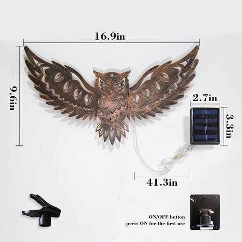 Solar Wall Lights Owl Hanging Solar Lights Outdoor Metal Solar Garden Lights - Picture 7 of 7