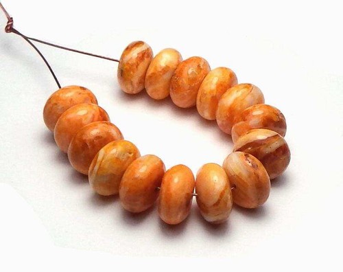 15 pcs Orange SPINEY OYSTER 8mm Rondelle Beads NATURAL COLOR