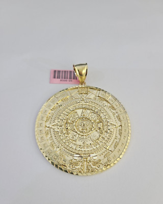 14k White Gold Aztec Mayan Calendar Pendant – 1.6 Inch Diameter, Intricate Sun God Design - View #4