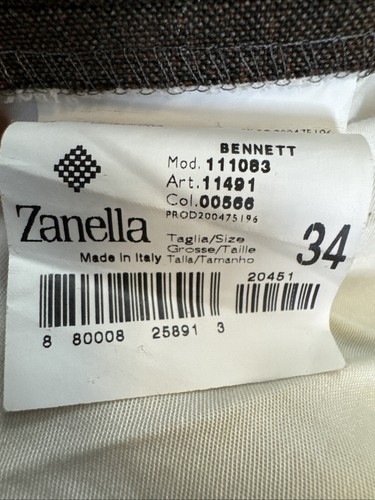 Zanella Anzughose Wolle doppelt plissiert vorne braun Größe 34 Made in Italy - Bild 7 von 7