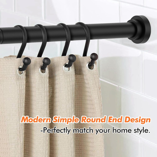 Shower Curtain Rod 31-80 in Adjustable Curtain Rod No Drilling Black Tension Sho - Picture 3 of 12