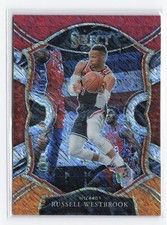2021-22 Panini Select Russell Westbrook #39 Premier Level Red Orange Wizards