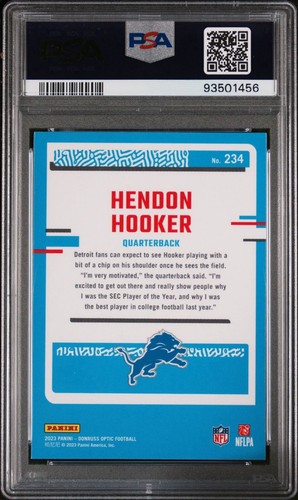 2023 Donruss Optic Hendon Hooker #234 Rated Rookie PSA 10 Brand New Clean Slab - Picture 2 of 2