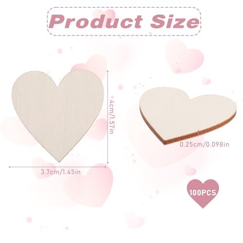 Wood Heart Cutouts 1.5inch Small Unfinished Wood Heart Cutout 1.5 inch(100 Pcs) - Bild 2 von 7