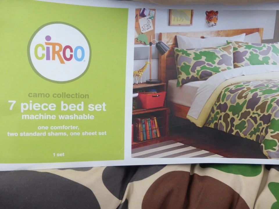 Juego de cama edredón completo, fundas y sábanas Circo Camo Collection 7 piezas nuevo en paquete Foto 2 de 4