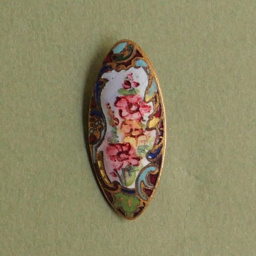 Button Antique - Enamel Painted And Champleve - 32 MM - 19th C. Buttons - Picture 2 of 6