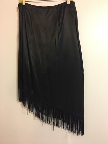 Falda asimétrica oboe negra flecos para mujer talla L bordada pájaro hecha en EE. UU. - Imagen 6 de 6
