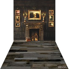 10'x20'CP Retro Wall Fireplace Scene Microfiber Fabric background backdrop SD121