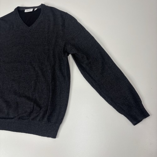 Calvin Klein Extra Fine Merino Sweater Size Large V-Neck Dark Gray - Picture 6 of 12