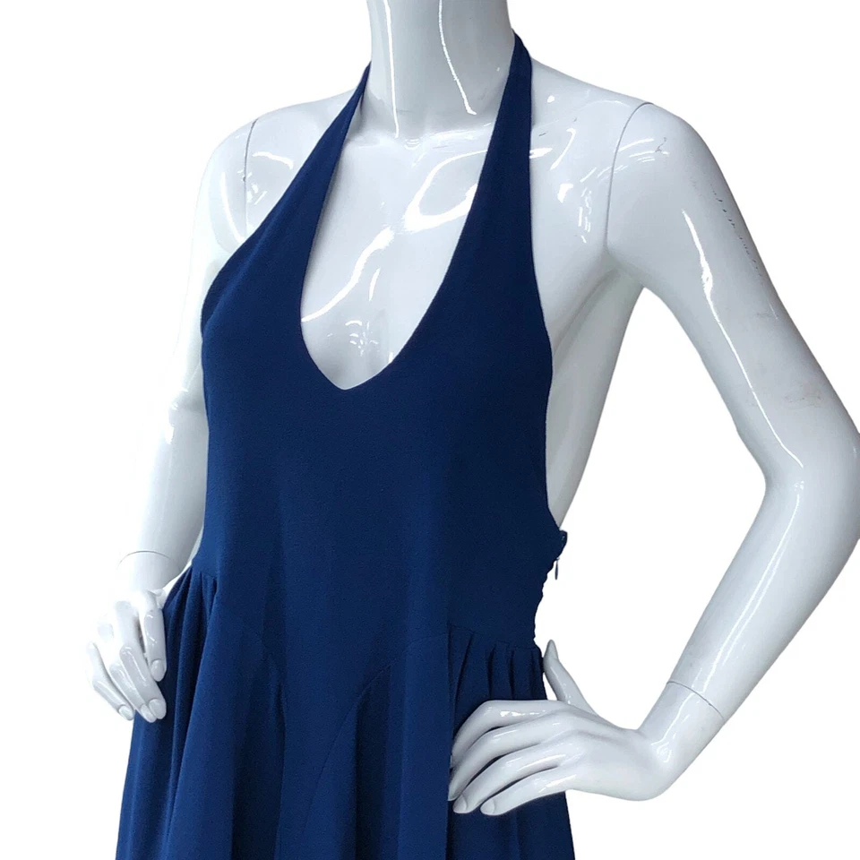 Vestido Prosa y Poesía Para Mujer Talla S Noche Cóctel Azul Halter Boho Volantes Foto 2 de 4