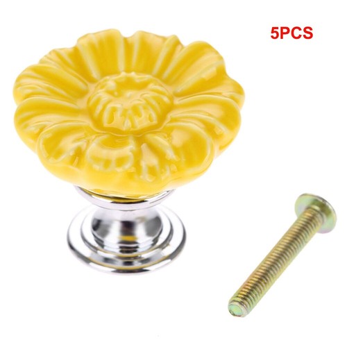 Chrysanthemum Shape Door Knobs Cabinet Handles Cupboard Drawer Pulls Single-hole - Picture 9 of 14