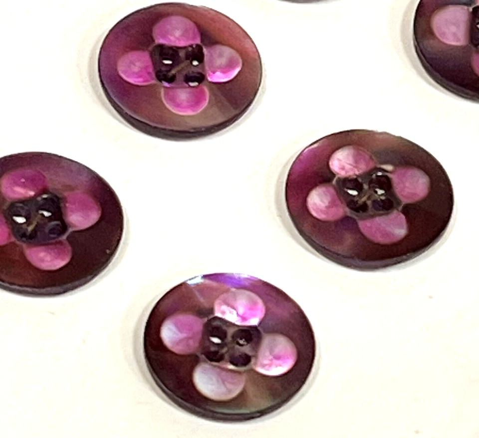 62 Antique MOP Pearl Buttons Abalone Oyster Vintage Carved Floral Set #B1 - Image 3 of 4