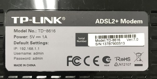 TP-LINK ADSL2+ MODEM 150Mbps WIRELESS 10/100Mbps WIRED PCI ADAPTER MODEL TD-8616 - Picture 4 of 5