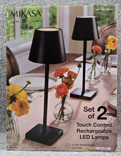 Neu Mikasa wiederaufladbare 14 Zoll LED Lampen mit Touch Control 2er Set schwarz - Bild 1 von 17