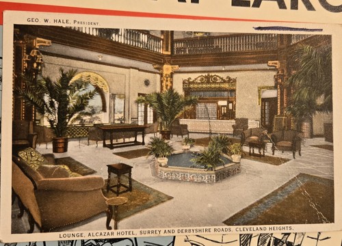 Lounge Alcazar Hotel Cleveland Heights Ohio Room Vintage Postcard AS IS 1924  J2 - Picture 1 of 4