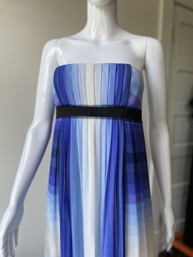 NWT S BCBG Blue Striped Ombré Maxi Dress Silk Size 4 Tags Attached - Picture 16 of 16