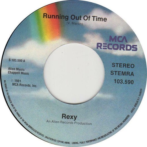 REXY Running Out Of Time/ Alien 1981 or. HOLLAND single NEAR MINT vinyl - Imagen 3 de 3