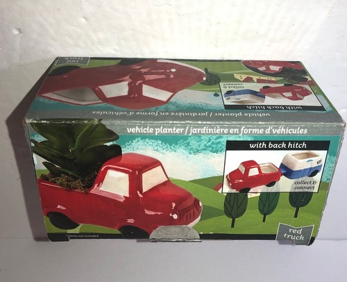 Red Ceramic Truck Planter with Back Hitch - Collect and Connect Succulent - Afbeelding 1 van 8